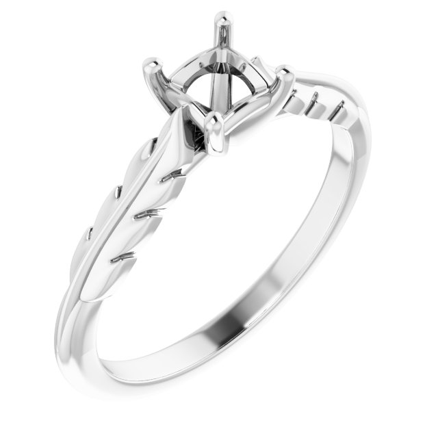 Solitaire Leaf Engagement Ring