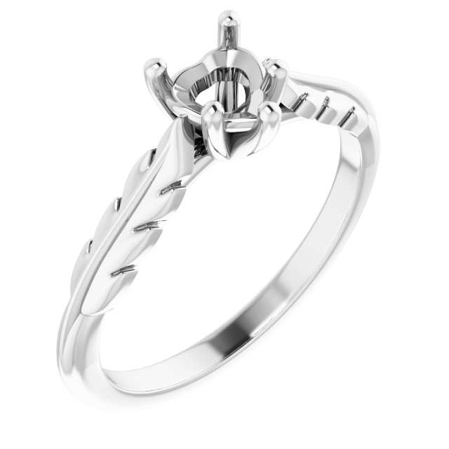 Solitaire Leaf Engagement Ring