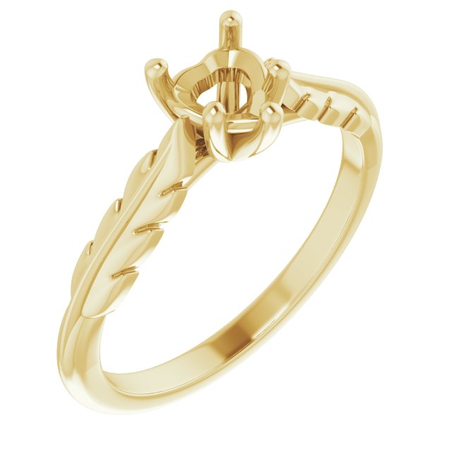 Solitaire Leaf Engagement Ring