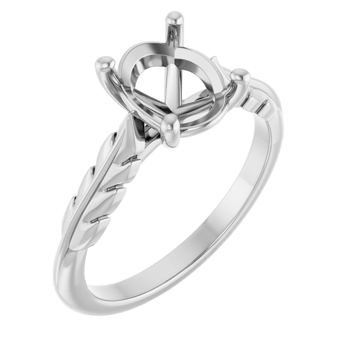 Solitaire Leaf Engagement Ring