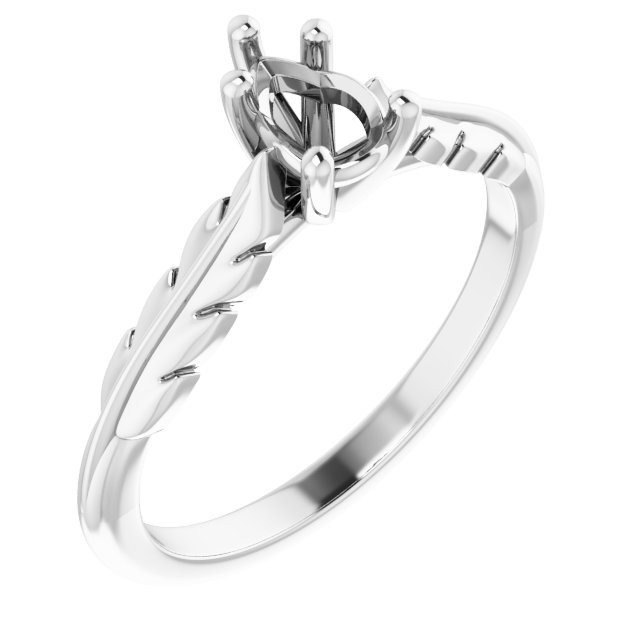 Solitaire Leaf Engagement Ring
