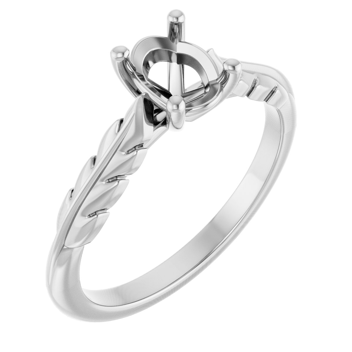 Solitaire Leaf Engagement Ring