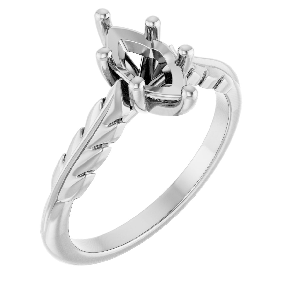 Solitaire Leaf Engagement Ring