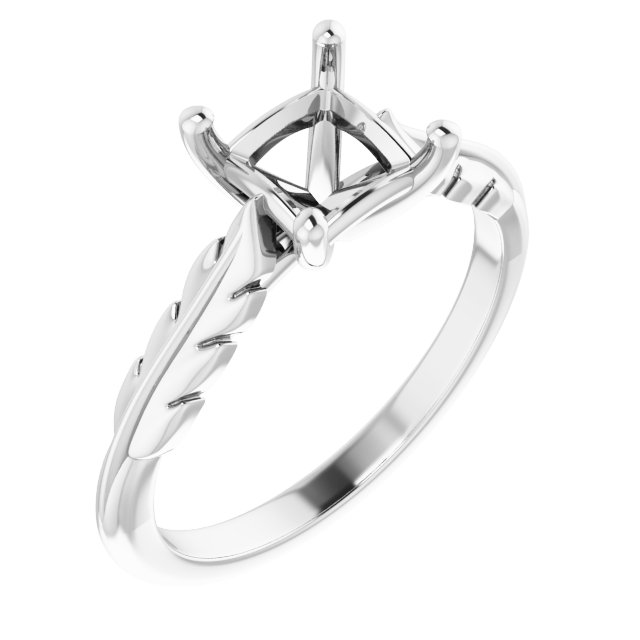 Solitaire Leaf Engagement Ring