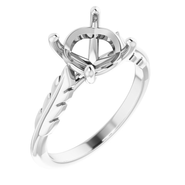 Solitaire Leaf Engagement Ring
