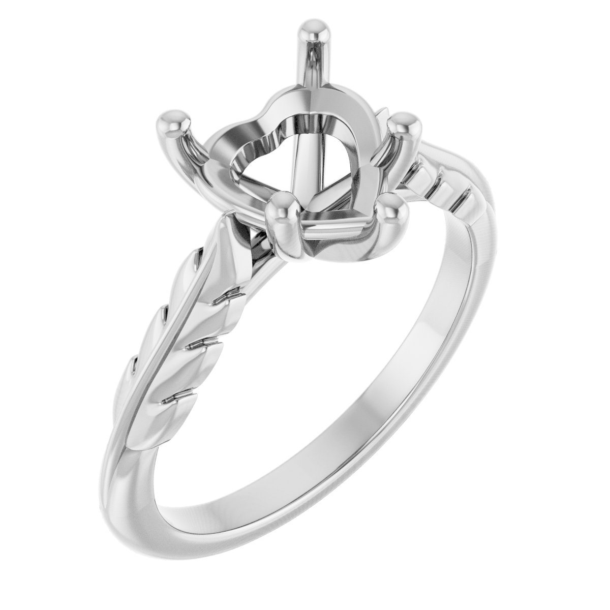 Solitaire Leaf Engagement Ring