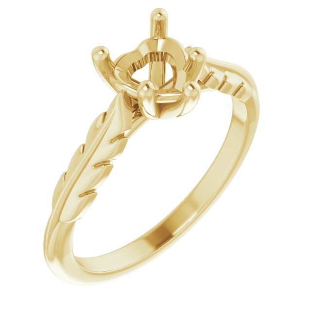 Solitaire Leaf Engagement Ring