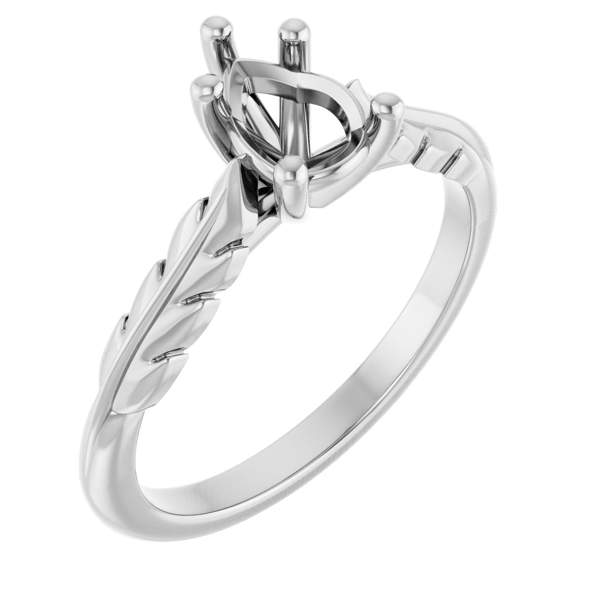 Solitaire Leaf Engagement Ring