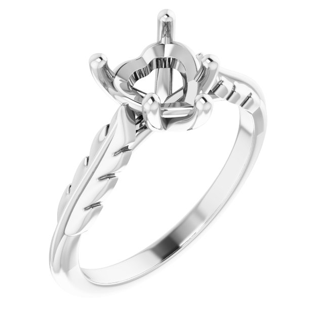 Solitaire Leaf Engagement Ring