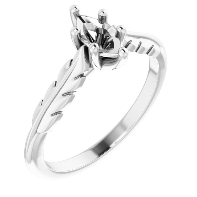 Solitaire Leaf Engagement Ring