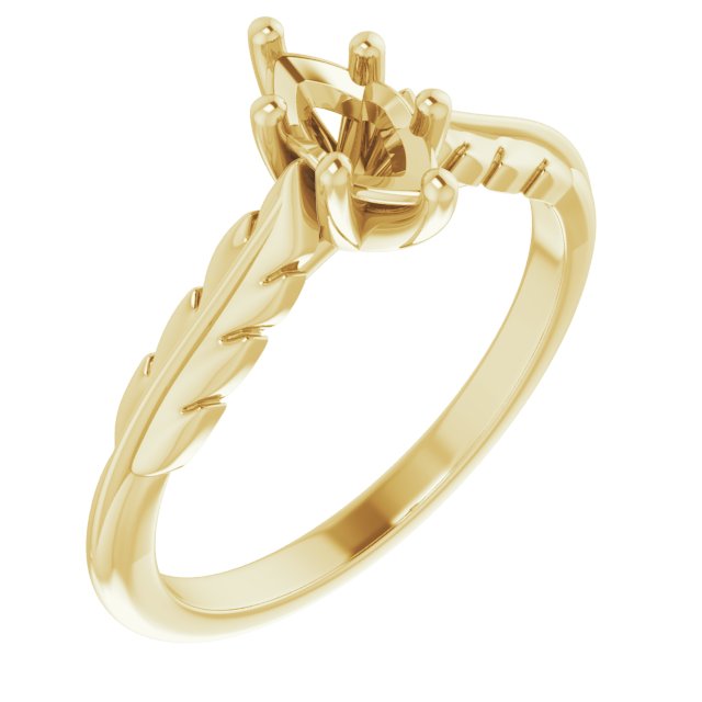 Solitaire Leaf Engagement Ring