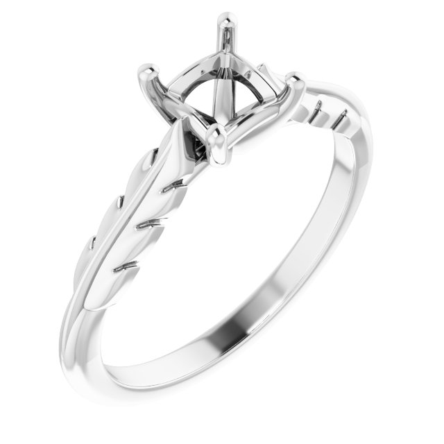 Solitaire Leaf Engagement Ring