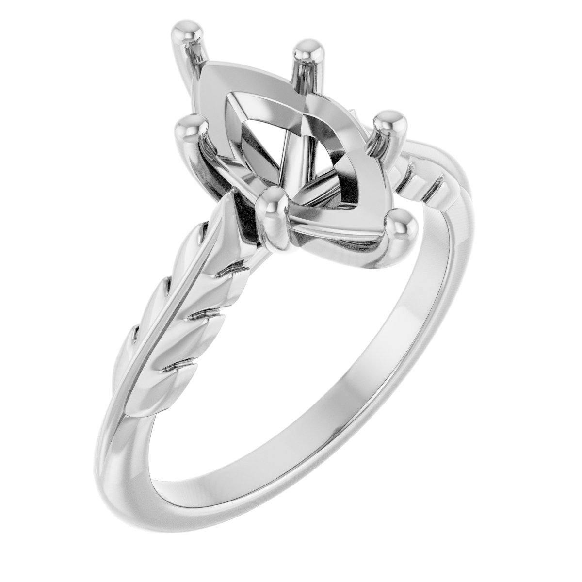 Solitaire Leaf Engagement Ring