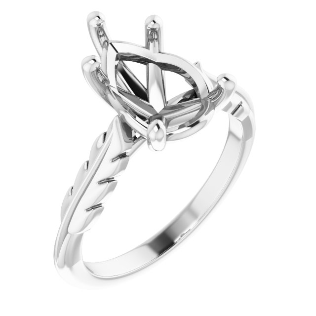 Solitaire Leaf Engagement Ring