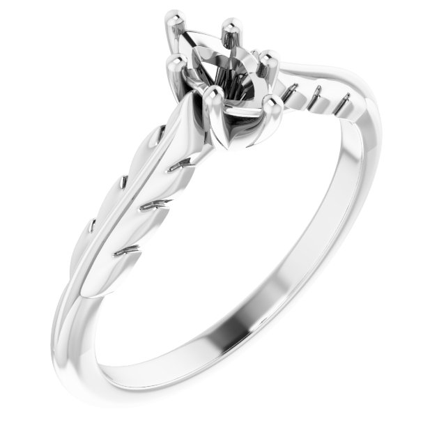 Solitaire Leaf Engagement Ring