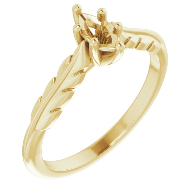Solitaire Leaf Engagement Ring