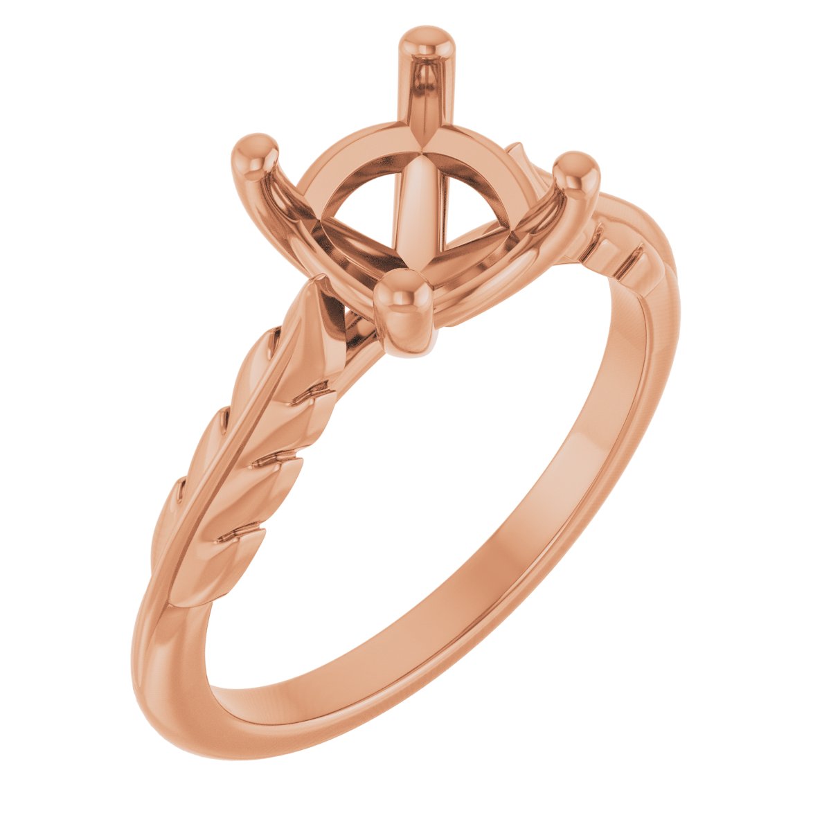 Solitaire Leaf Engagement Ring