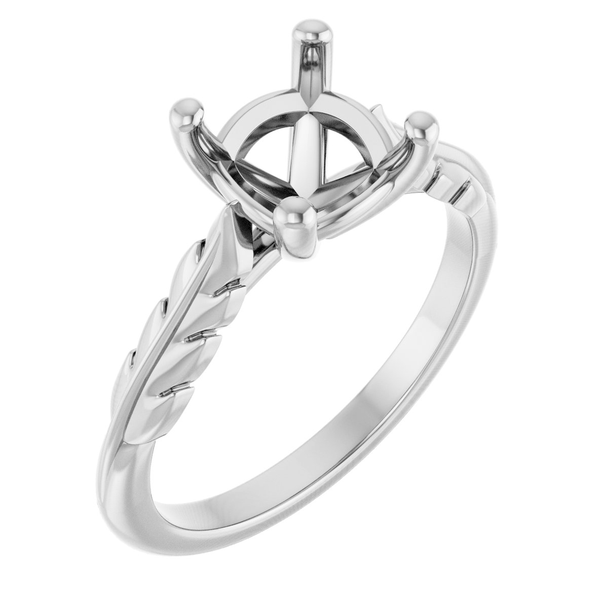 Solitaire Leaf Engagement Ring