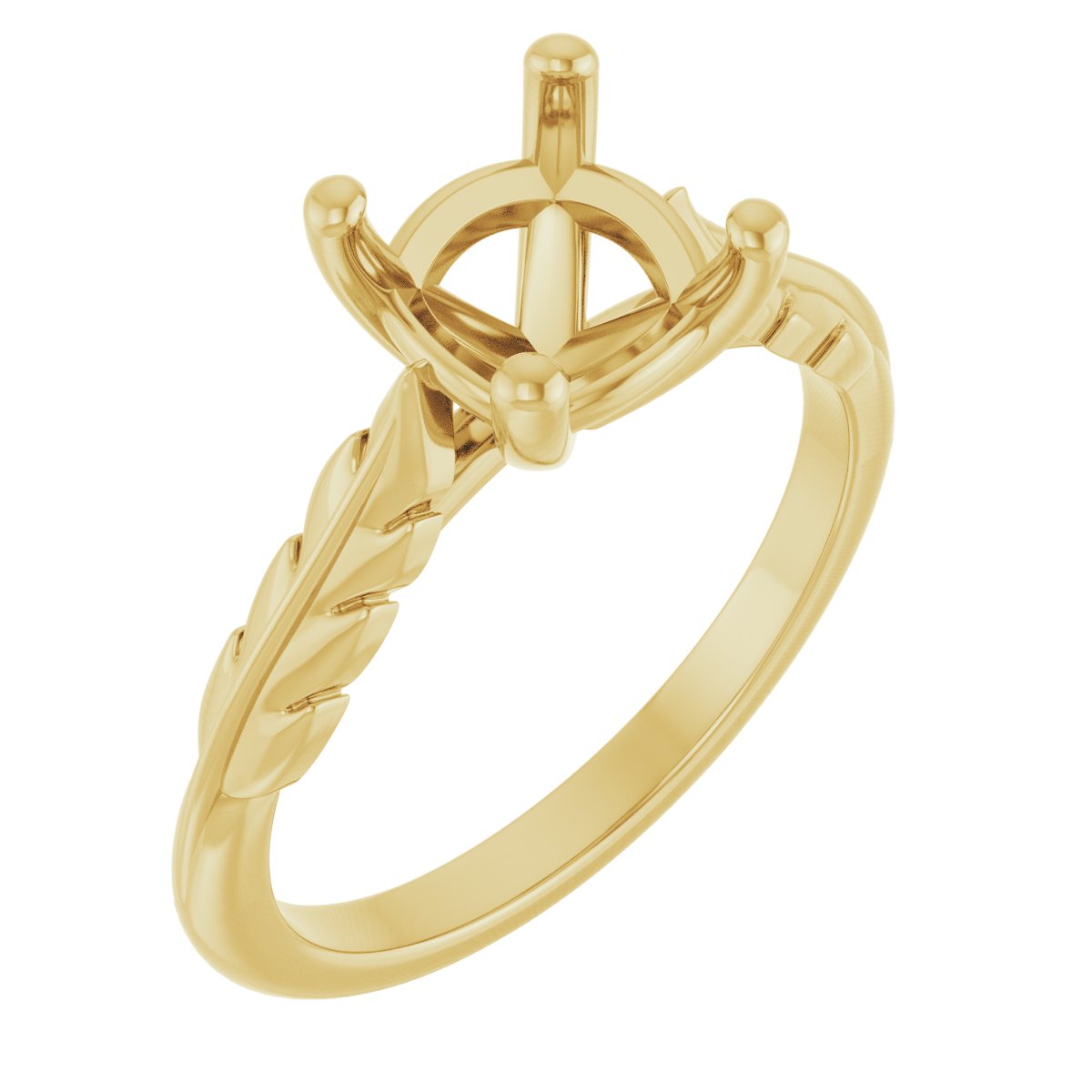 Solitaire Leaf Engagement Ring