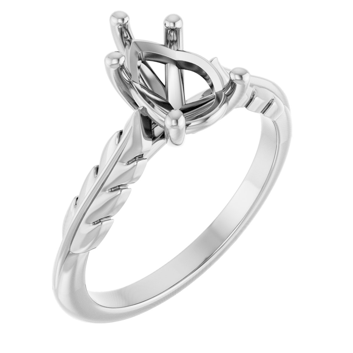 Solitaire Leaf Engagement Ring