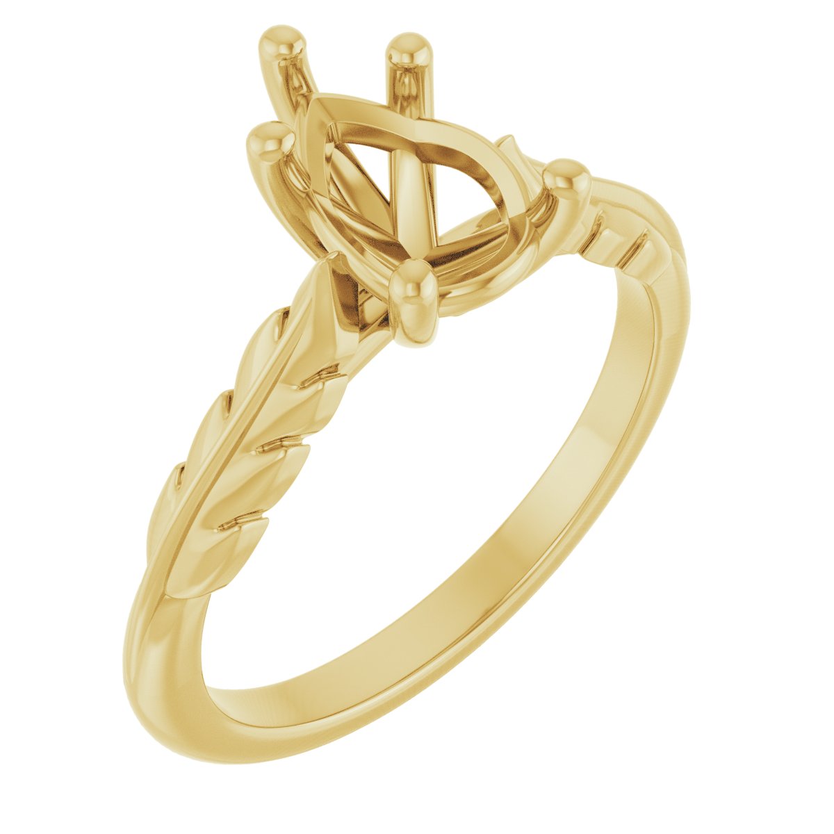 Solitaire Leaf Engagement Ring