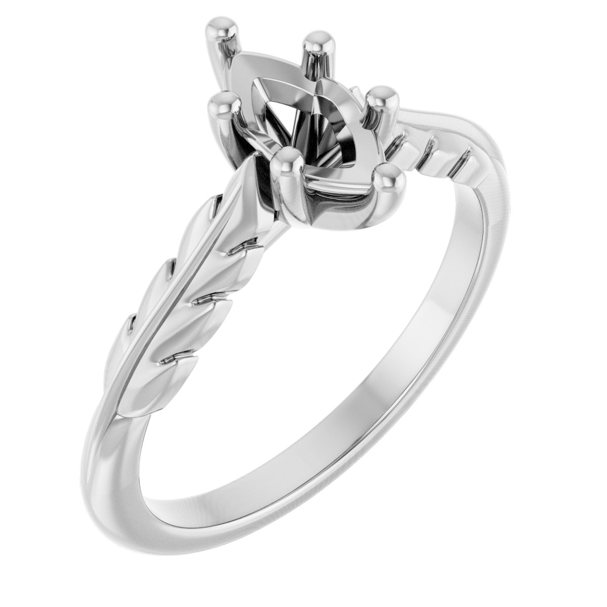 Solitaire Leaf Engagement Ring