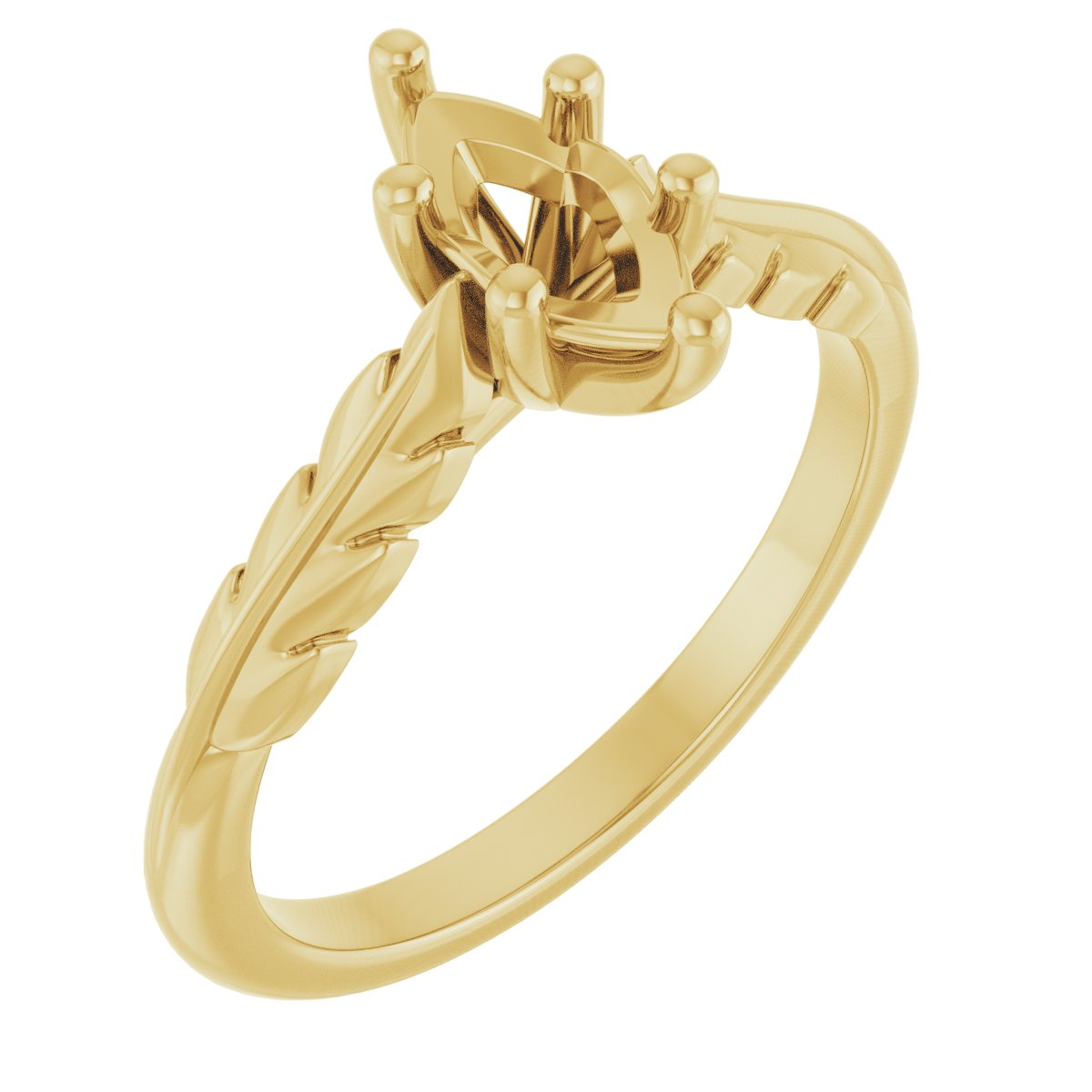 Solitaire Leaf Engagement Ring