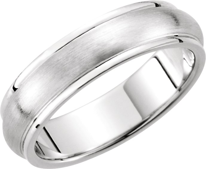 14K White 5 mm Grooved Band with Satin Finish Size 9.5