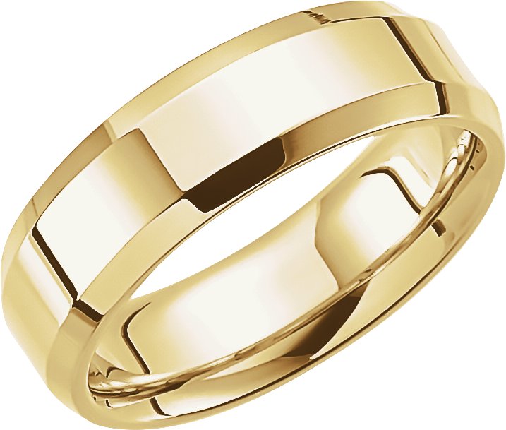 14K Yellow 8 mm Beveled-Edge Comfort-Fit Band Size 12