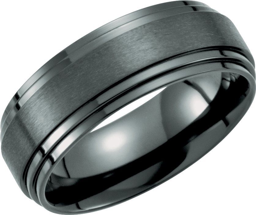 Black Titanium 8 mm Double Ridged Band Size 11