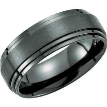 Black Titanium 8 mm Double Ridged Band Size 8.5 Ref 6005117