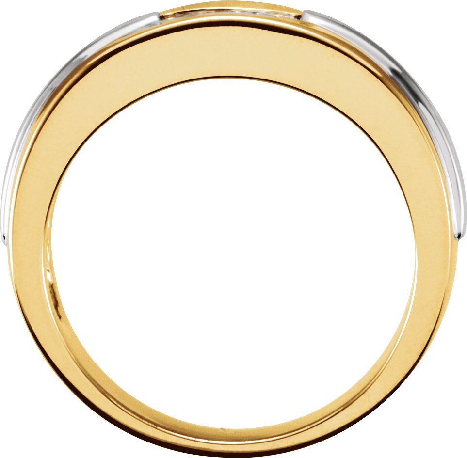 Alternative view of 1/4 CTW Natural Diamond 3-Stone Band – 14K Yellow/White/Yellow Gold