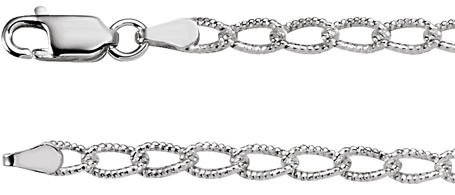 Sterling Silver 3 mm Curb 9.5 Chain