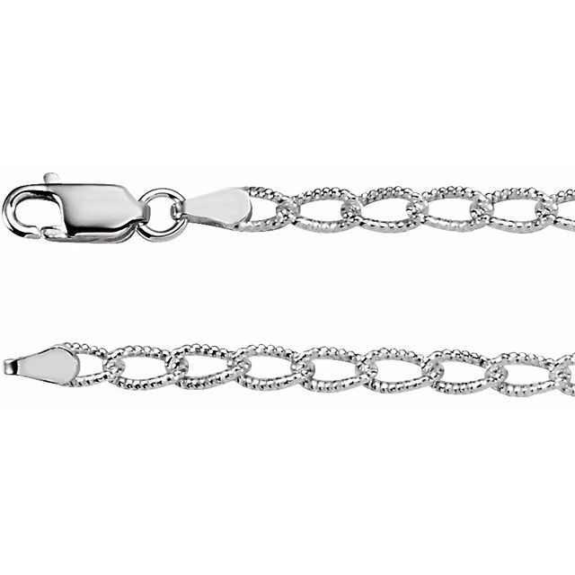 Sterling Silver 3 mm Curb 9.5 Chain