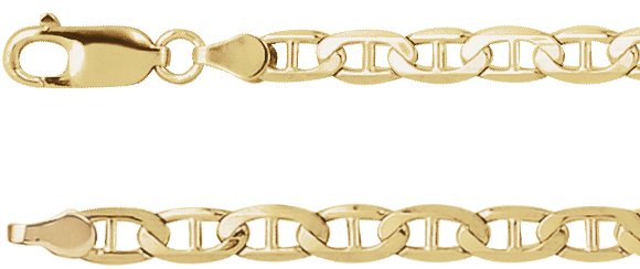 14K Yellow 4.5 mm Curbed Anchor 20" Chain