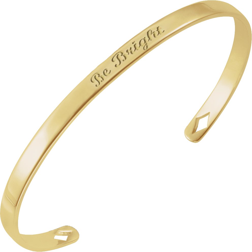 14K Yellow Engravable Diamond Pierced Cuff 7
