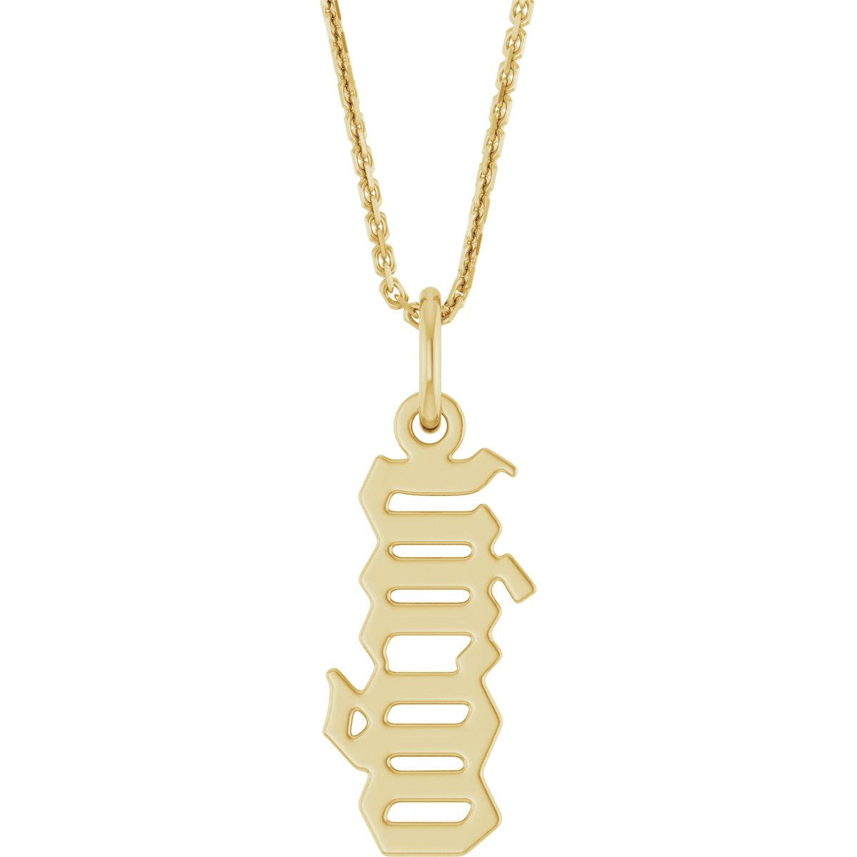 14K Yellow Gothic Virgo 18" Necklace