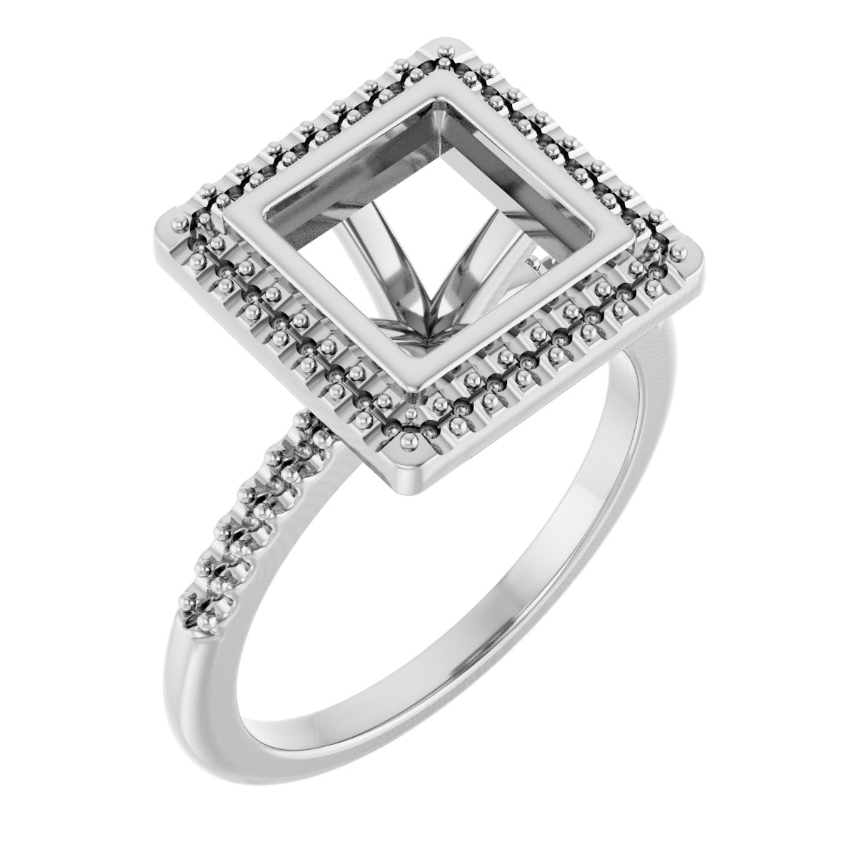 Bezel-Set Halo-Style Engagement Ring