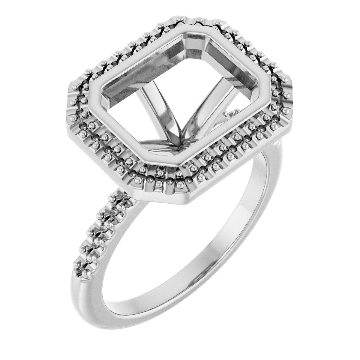 Bezel-Set Halo-Style Engagement Ring