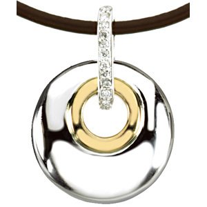 Sterling Silver & 14K Yellow .07 CTW Diamond Circle 18" Necklace