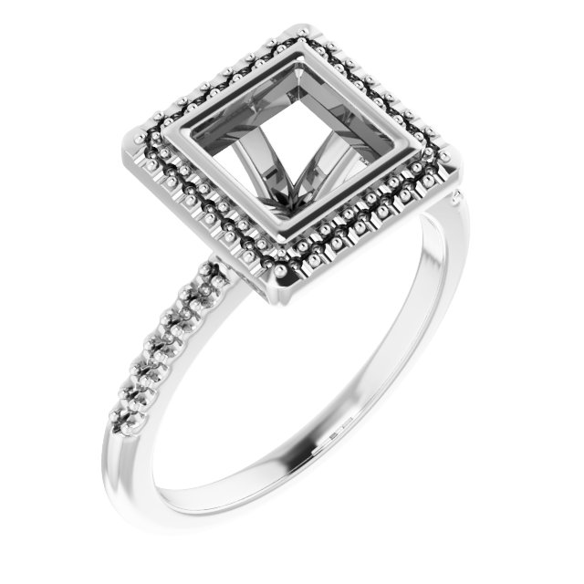 Bezel-Set Halo-Style Engagement Ring
