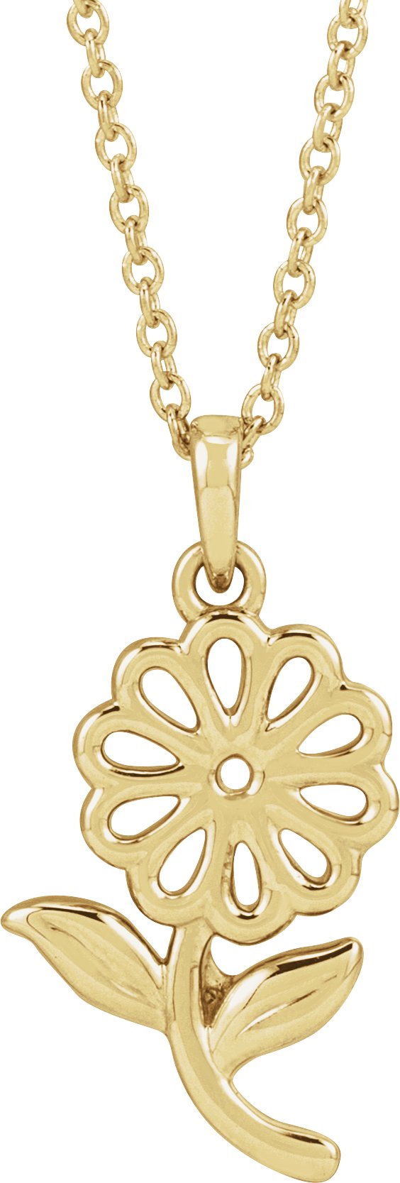 14K Yellow Flower 16-18" Necklace