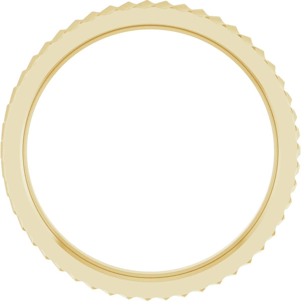 Alternative view of Diagonal Grooved Standard-Fit Flat Band – 10K Yellow Gold
