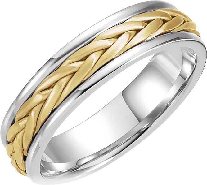 14K White/Yellow 5 mm Woven Band Size 8