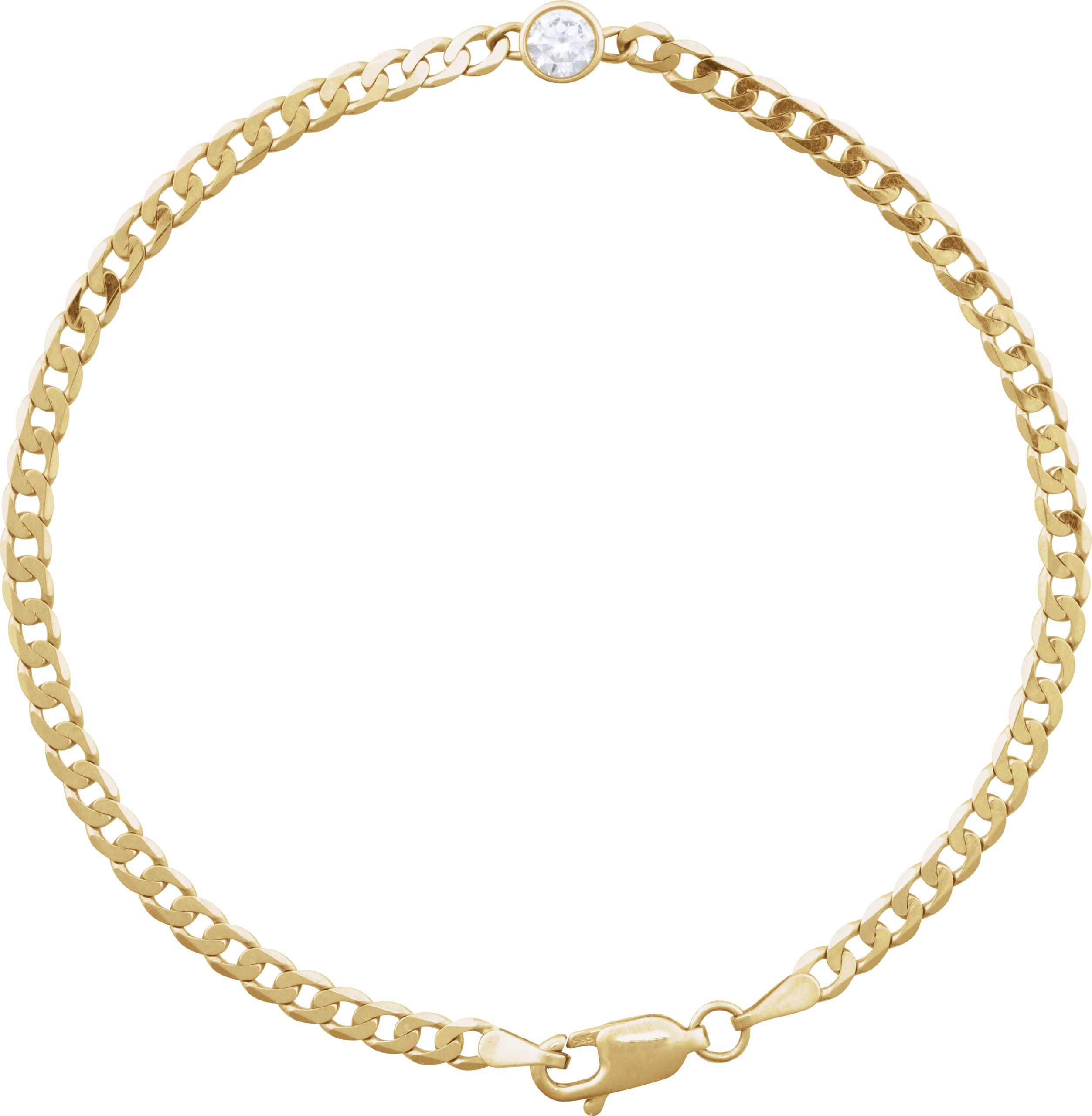 14K Yellow 1/5 CT Natural Diamond Link 7 Bracelet