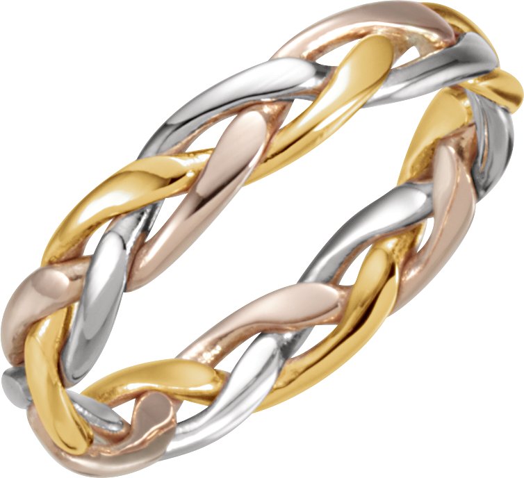 14K Tri Color 4.75 mm Woven Band Size 11 Ref 287074