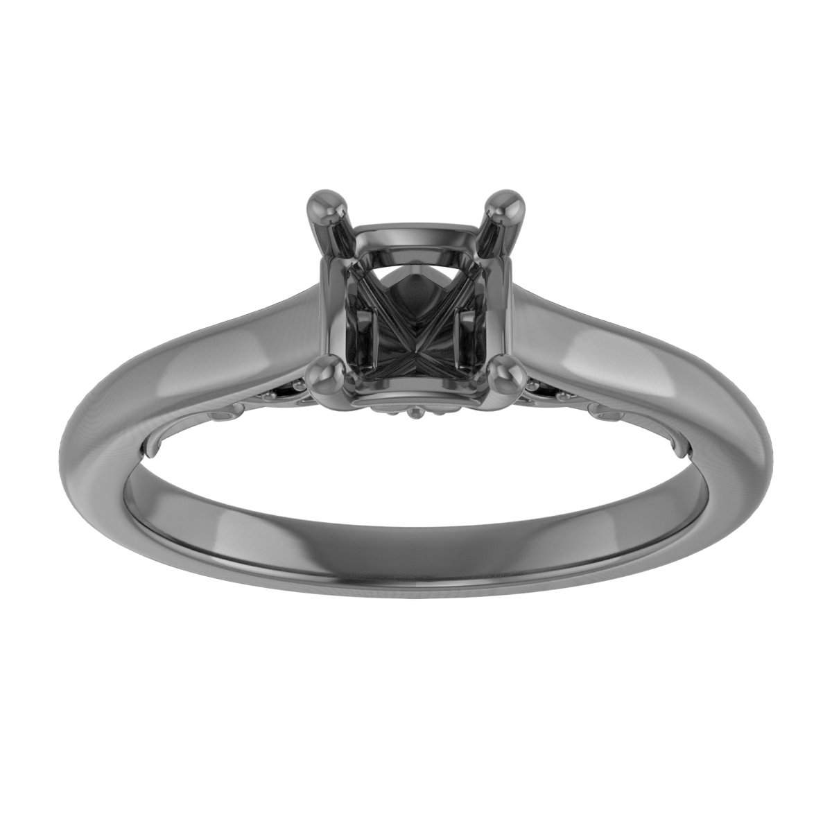 5.5x5.5 mm Square Engagement Ring Mounting view 3
