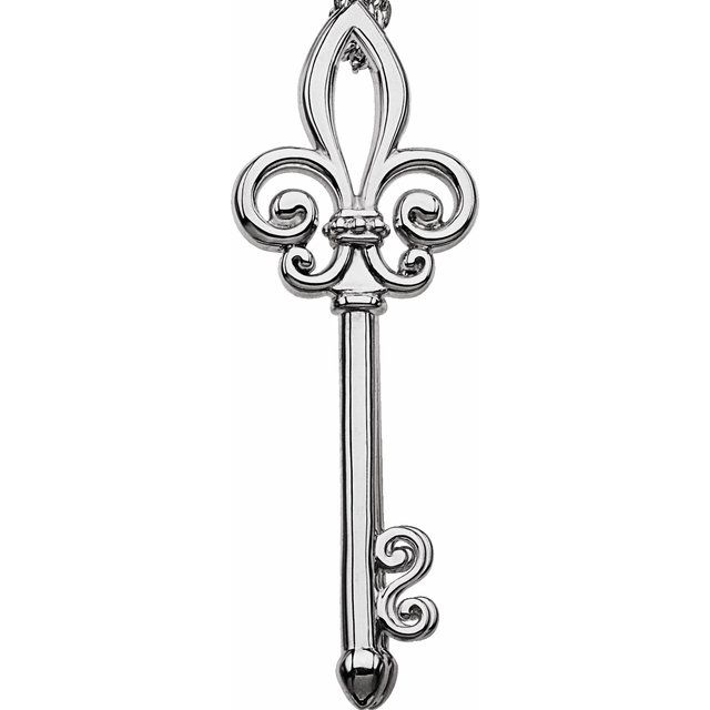 Sterling Silver Fleur-de-lis Key Pendant