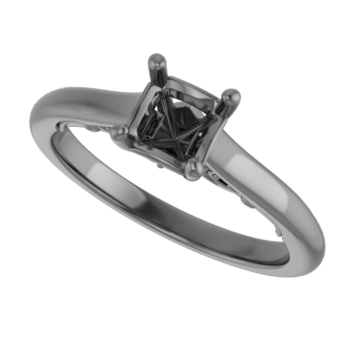 5.5x5.5 mm Square Engagement Ring Mounting view 5