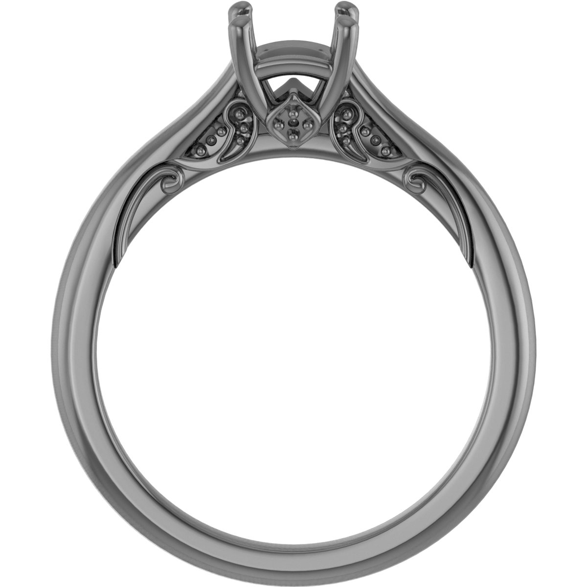 5.5x5.5 mm Square Engagement Ring Mounting view 2